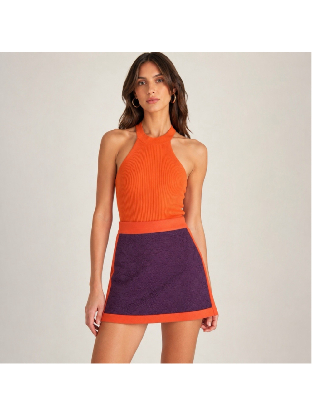 M Missoni Jacquard Colorblock Mini Skirt Size 40 Wool Blend Purple Orange EUC